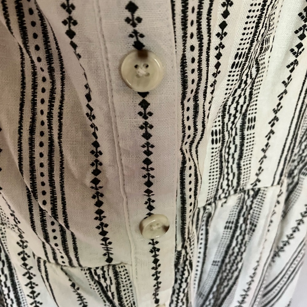 Black and White Patterned Button-Up Dress